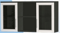 Антресоль большая с двумя стеклодверями ДЛЯ ГОСТИНОЙ АБС-2 Венге/Дуб выбеленный в Нижней Пойме - nizhnyaya-pojma.mebel54.com | фото