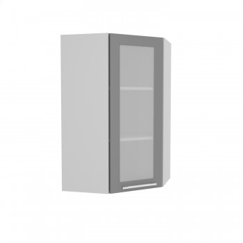 Барселона ШВУС 600Н Шкаф верхний угловой со стеклом (премьер) высокий (Голубой тик/корпус Белый) в Нижней Пойме - nizhnyaya-pojma.mebel54.com | фото