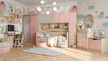 Детская комната Грэйси (Розовый/Серый/корпус Клен) в Нижней Пойме - nizhnyaya-pojma.mebel54.com | фото