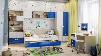 Детская комната Скай Люкс (Синий/Белый/корпус Клен) в Нижней Пойме - nizhnyaya-pojma.mebel54.com | фото