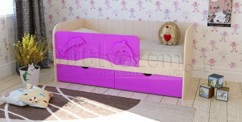 Друзья Кровать детская 2 ящика 1.6 Фиолетовый глянец в Нижней Пойме - nizhnyaya-pojma.mebel54.com | фото