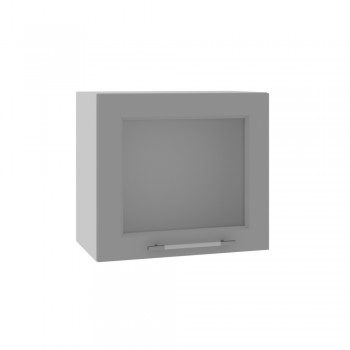 Империя ВПГС 500 Шкаф верхний горизонтальный со стеклом высокий (Белый Эмалит/корпус Серый) в Нижней Пойме - nizhnyaya-pojma.mebel54.com | фото