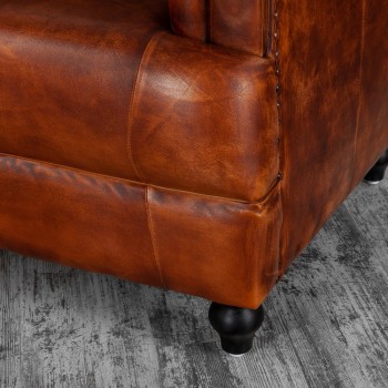 Кресло кожаное Лофт Честер-Нью (Коричневый, Рыжий) в Нижней Пойме - nizhnyaya-pojma.mebel54.com | фото