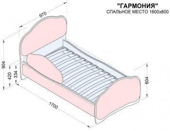 Кровать 160 Гармония 33 Сиреневый (мягкий бортик) в Нижней Пойме - nizhnyaya-pojma.mebel54.com | фото
