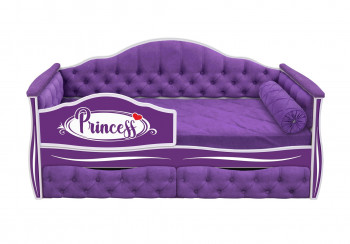 Кровать 160 серии Иллюзия 2 ящика 32 Фиолетовый (мягкие боковые накладки/подушка валик) в Нижней Пойме - nizhnyaya-pojma.mebel54.com | фото