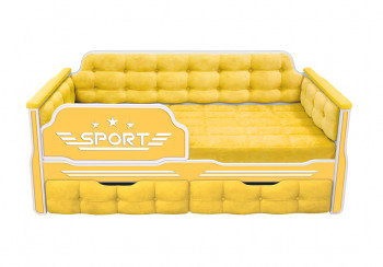 Кровать 160 серии Спорт 2 ящика 74 Жёлтый (мягкие боковые накладки) в Нижней Пойме - nizhnyaya-pojma.mebel54.com | фото