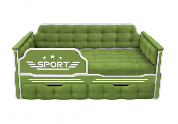 Кровать 160 серии Спорт 2 ящика 76 Зелёный (мягкие боковые накладки) в Нижней Пойме - nizhnyaya-pojma.mebel54.com | фото