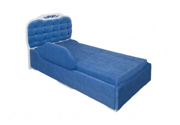 Кровать 190 Атлет Lux 29 Синий (мягкий бортик) в Нижней Пойме - nizhnyaya-pojma.mebel54.com | фото