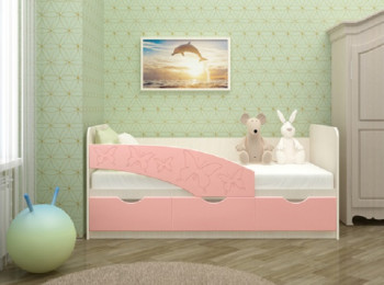 Кровать Бабочки 1,6м (Розовый металлик) в Нижней Пойме - nizhnyaya-pojma.mebel54.com | фото