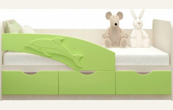 Кровать детская 1,6м Дельфин (Салатовый металлик) в Нижней Пойме - nizhnyaya-pojma.mebel54.com | фото