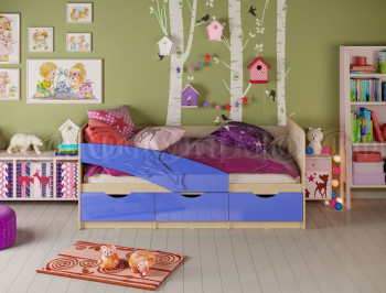 Кровать детская 1,6м Дельфин (Синий металлик) в Нижней Пойме - nizhnyaya-pojma.mebel54.com | фото