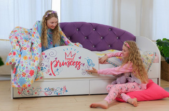 Кровать детская Эльза с бортиком Принцесса Белый/Фиолетовый в Нижней Пойме - nizhnyaya-pojma.mebel54.com | фото