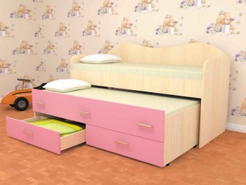 Кровать детская Нимфа двухместная 2.0 Дуб молочный/Розовый в Нижней Пойме - nizhnyaya-pojma.mebel54.com | фото