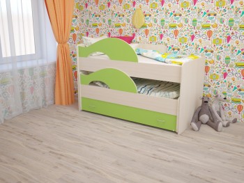Кровать детская Радуга 1600 Млечный дуб/Салатовый в Нижней Пойме - nizhnyaya-pojma.mebel54.com | фото