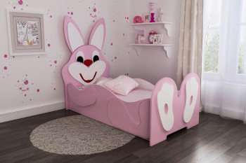 Кровать детская Зайка 1.6 Розовый/Белый в Нижней Пойме - nizhnyaya-pojma.mebel54.com | фото