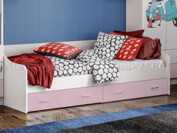 Кровать Fashion-1 Вега 0,9 м (Белый/Розовый) в Нижней Пойме - nizhnyaya-pojma.mebel54.com | фото