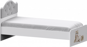 Кровать Каспер с мягкой спинкой и фотопечатью (800х1900) Белый в Нижней Пойме - nizhnyaya-pojma.mebel54.com | фото