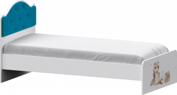 Кровать Каспер с мягкой спинкой и фотопечатью (800х1900)  Белый/Бирюза в Нижней Пойме - nizhnyaya-pojma.mebel54.com | фото