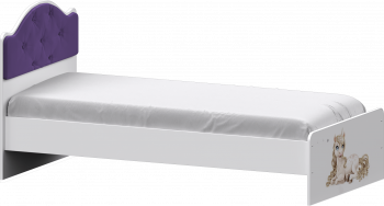Кровать Каспер с мягкой спинкой и фотопечатью (800х1900)Белый/Фиолетовый в Нижней Пойме - nizhnyaya-pojma.mebel54.com | фото