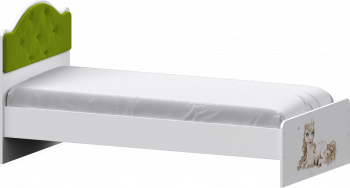 Кровать Каспер с мягкой спинкой и фотопечатью (800х1900)Белый/Лайм в Нижней Пойме - nizhnyaya-pojma.mebel54.com | фото