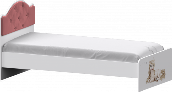 Кровать Каспер с мягкой спинкой и фотопечатью (800х1900)Белый/Светло-розовый в Нижней Пойме - nizhnyaya-pojma.mebel54.com | фото