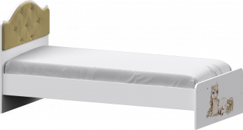 Кровать Каспер с мягкой спинкой и фотопечатью (800х1900)  Белый/Ваниль в Нижней Пойме - nizhnyaya-pojma.mebel54.com | фото