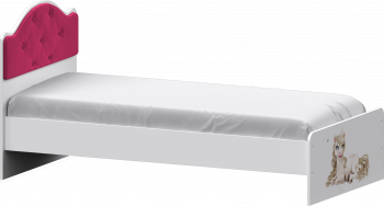 Кровать Каспер с мягкой спинкой и фотопечатью (800х1900)Белый/Ярко-розовый в Нижней Пойме - nizhnyaya-pojma.mebel54.com | фото