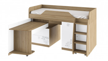 Кровать комбинированная «Оксфорд» (Ривьера/Белый с рисунком) в Нижней Пойме - nizhnyaya-pojma.mebel54.com | фото
