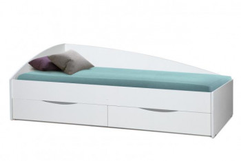 Кровать одинарная "Фея - 3" (асимметричная) (2000х900) New/(белый / белый / ДВПО белый) в Нижней Пойме - nizhnyaya-pojma.mebel54.com | фото