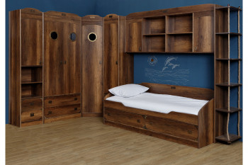 Кровать с 2-мя ящиками «Навигатор» (Дуб Каньон) в Нижней Пойме - nizhnyaya-pojma.mebel54.com | фото