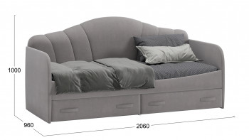 Кровать с мягкой спинкой и ящиками «Сабрина» 900 Светло-серый в Нижней Пойме - nizhnyaya-pojma.mebel54.com | фото