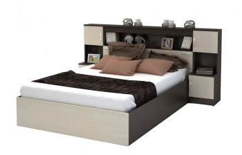 Кровать с прикроватным блоком КР 552 Спальня Basya (венге/белфорт) в Нижней Пойме - nizhnyaya-pojma.mebel54.com | фото