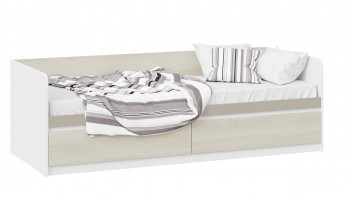 Кровать «Сканди» с 2 ящиками Дуб Гарден/Белый/Глиняный серый в Нижней Пойме - nizhnyaya-pojma.mebel54.com | фото