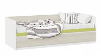 Кровать «Сканди» с 2 ящиками Дуб Гарден/Белый/Зеленый в Нижней Пойме - nizhnyaya-pojma.mebel54.com | фото