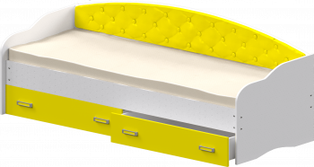 Кровать Софа-7 с мягкой спинкой (800х1900) Белый/Желтый в Нижней Пойме - nizhnyaya-pojma.mebel54.com | фото