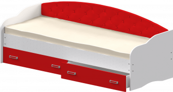 Кровать Софа-7 с мягкой спинкой (800х1900) Белый/Красный в Нижней Пойме - nizhnyaya-pojma.mebel54.com | фото