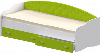 Кровать Софа-7 с мягкой спинкой (800х1900) Белый/Лайм в Нижней Пойме - nizhnyaya-pojma.mebel54.com | фото