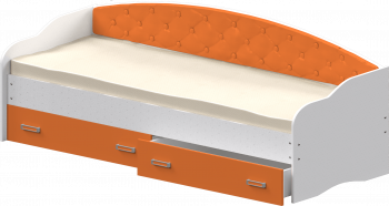 Кровать Софа-7 с мягкой спинкой (800х1900) Белый/Оранжевый в Нижней Пойме - nizhnyaya-pojma.mebel54.com | фото