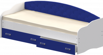 Кровать Софа-7 с мягкой спинкой (800х1900) Белый/Синий в Нижней Пойме - nizhnyaya-pojma.mebel54.com | фото