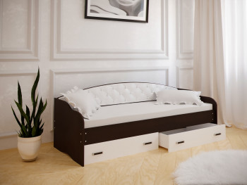 Кровать Софа-7 с мягкой спинкой (800х1900) Венге/ Белый в Нижней Пойме - nizhnyaya-pojma.mebel54.com | фото