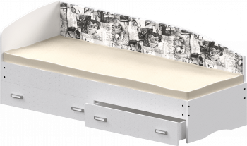 Кровать Софа-9 с мягкой спинкой с рисунком Милана (900х1900) Белый в Нижней Пойме - nizhnyaya-pojma.mebel54.com | фото