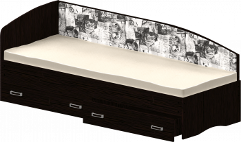 Кровать Софа-9 с мягкой спинкой с рисунком Милана (900х1900) Венге в Нижней Пойме - nizhnyaya-pojma.mebel54.com | фото