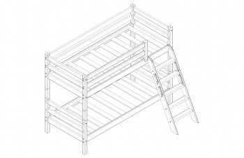 Кровать Соня вариант 12 низкая с наклонной лестницей Белый полупрозрачный в Нижней Пойме - nizhnyaya-pojma.mebel54.com | фото