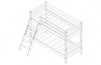 Кровать Соня вариант 12 низкая с наклонной лестницей Белый полупрозрачный в Нижней Пойме - nizhnyaya-pojma.mebel54.com | фото