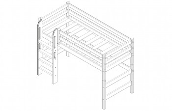 Кровать Соня вариант 5 полувысокая с прямой лестницей белый полупрозрачный в Нижней Пойме - nizhnyaya-pojma.mebel54.com | фото