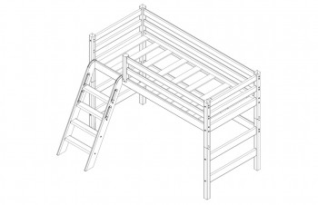 Кровать Соня вариант 6 полувысокая с наклонной лестницей Белый полупрозрачный в Нижней Пойме - nizhnyaya-pojma.mebel54.com | фото