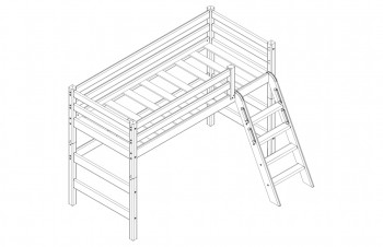 Кровать Соня вариант 6 полувысокая с наклонной лестницей Лаванда в Нижней Пойме - nizhnyaya-pojma.mebel54.com | фото