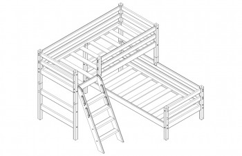 Кровать Соня вариант 8 угловая с наклонной лестницей Белый полупрозрачный в Нижней Пойме - nizhnyaya-pojma.mebel54.com | фото