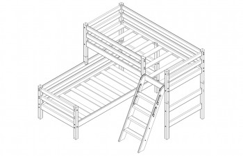 Кровать Соня вариант 8 угловая с наклонной лестницей Белый полупрозрачный в Нижней Пойме - nizhnyaya-pojma.mebel54.com | фото