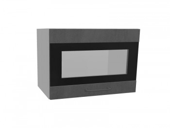 Лофт ПГСФ 500 шкаф верхний горизонтальный со стеклом и фотопечатью (Бетон темный/корпус Серый) в Нижней Пойме - nizhnyaya-pojma.mebel54.com | фото